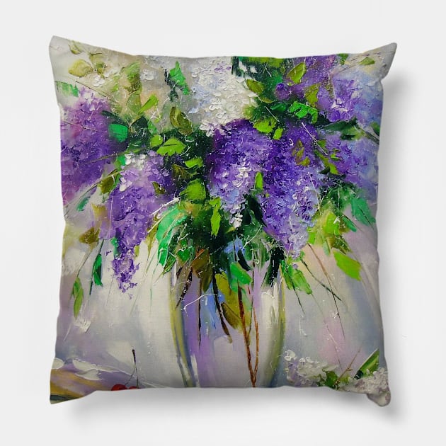 Bouquet of lilac Pillow by OLHADARCHUKART