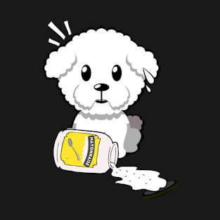 Funny Furry Dog spilled a jar of mayonnaise T-Shirt