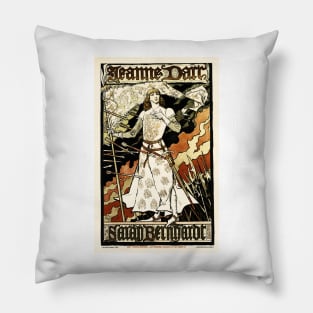 SARAH BERNHARDT JEAN D ARC Theater Poster by Artist Eugene Grasset Pillow