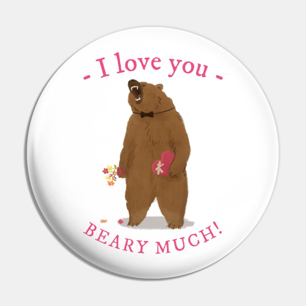 I Love You Beary Much Bear Saying Puns Word Funny Celebrate Valentine's Day Pin by All About Midnight Co