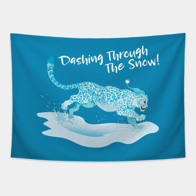 Dashing Through the Snow (Leopard) Tapestry by Peppermint Narwhal