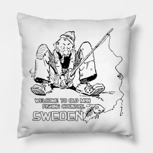 Old Man Fishing to Sweden Pillow