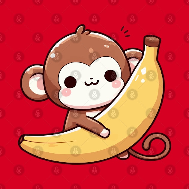 cute little monkey hugging a banana by fikriamrullah