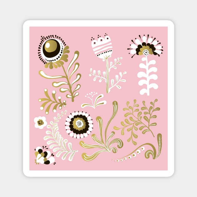 Elegance Seamless pattern with flowers Magnet by Olga Berlet