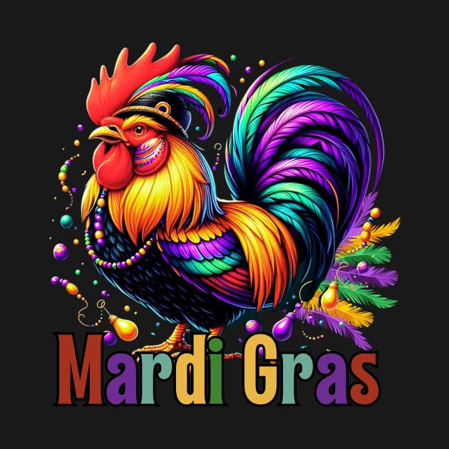 Chicken Beads Mardi Gras Funny Farming Men Women by Figurely creative