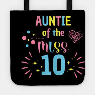 Auntie Of The Miss 10 Rainbow Pastel 10Th Birthday Party Tote