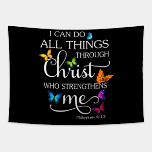 I Can Do All Things Through Christ Butterfly Religious Tapestry