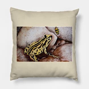 The Frog and the Jewel Beetle Watercolour Painting Pillow