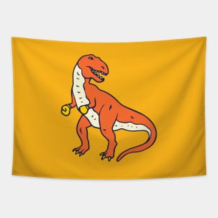 orange dinosaur boxer Tapestry