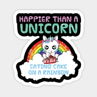 Happy - Unicorn - Cake - Rainbow - Gift Magnet