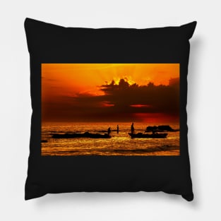 Fishing around sunset - Pantokratoras, Preveza Pillow