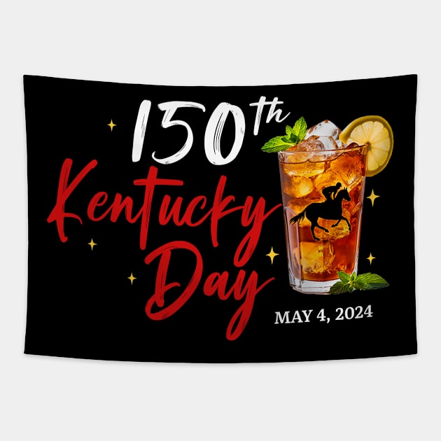 150th Derby Day Funny Horse Racing, Kentucky Day Tapestry by artbyGreen