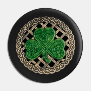 Celtic Knot Shamrock Black Background Pin