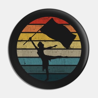 Colour Guard Silhouette On A Distressed Retro Sunset product Pin