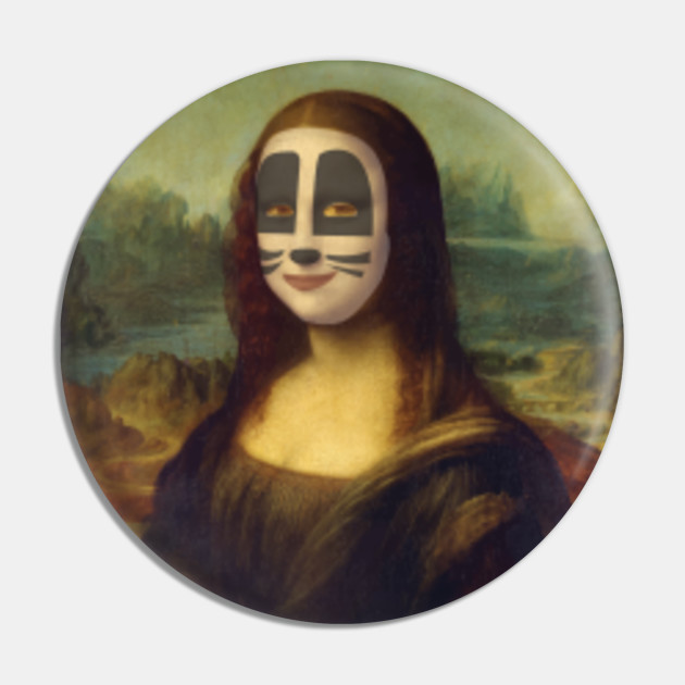 Funny Cat Face Mona Lisa Art Pin Teepublic