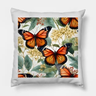 Monarch Butterflies Watercolor 17 Pillow