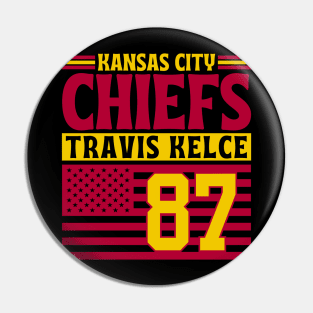 Kansas City Chiefs Kelce 87 American Flag Football Pin