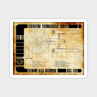 Federation Technological Survey Star Ship Top View Magnet