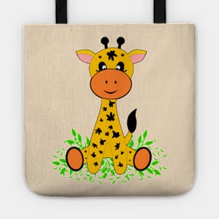 Cute funny baby giraffe for kids Tote