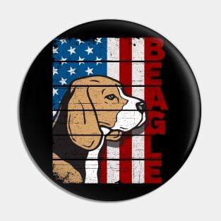 Beagle Dog American Flag Pin