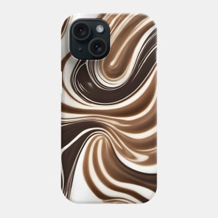 Brown and white abstract swirl pattern, melted chocolate Phone Case