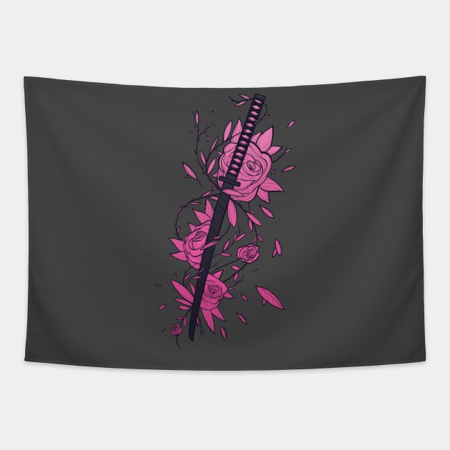 Sword of Black & Pink Tapestry by njonestees