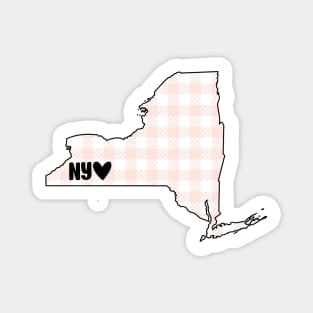 USA States: New York (pink plaid) Magnet