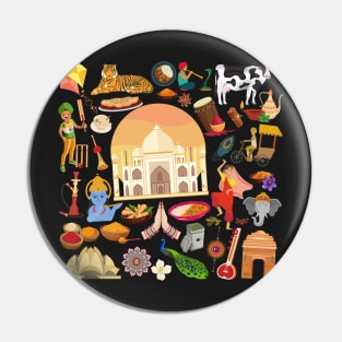 India Travel Icons Pin