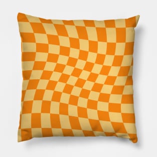 Twisted Checkered Square Pattern - Orange Tones Pillow