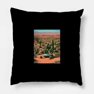 Area 51 - UFO Stop on the Desert Design Retro Pillow