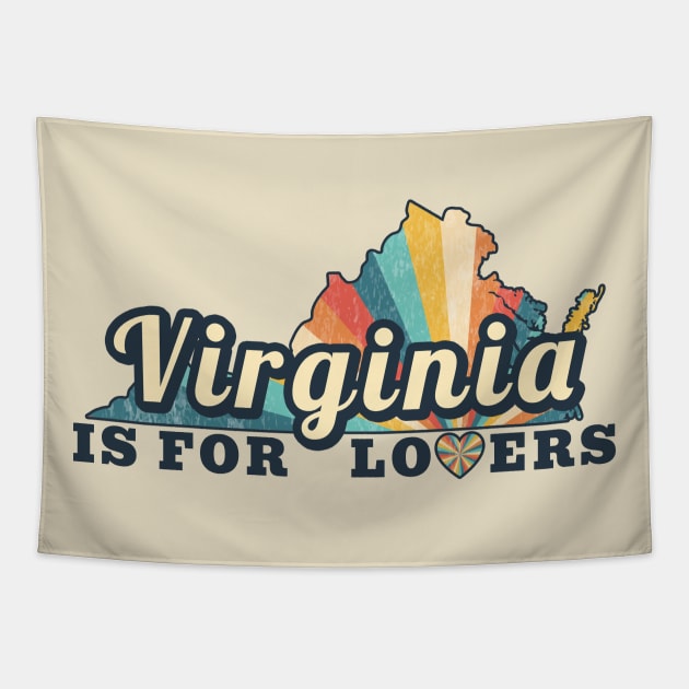 Virginia Is For Lovers Maps Vintage Tapestry by ItuPagi