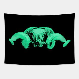 Ram Skull Green Tapestry