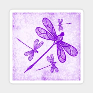 Beautiful abstract dragonflies in purple Magnet
