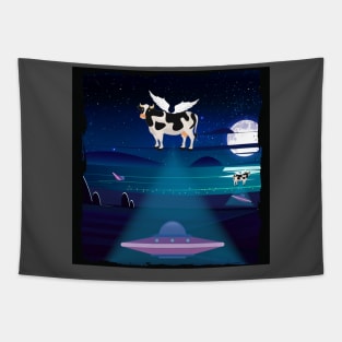 Cow hijacks ufo ship Tapestry