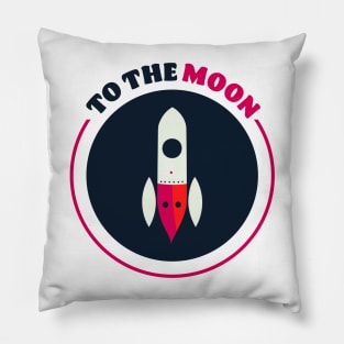 To The Moon || Cute Rocket Vector Art Pillow