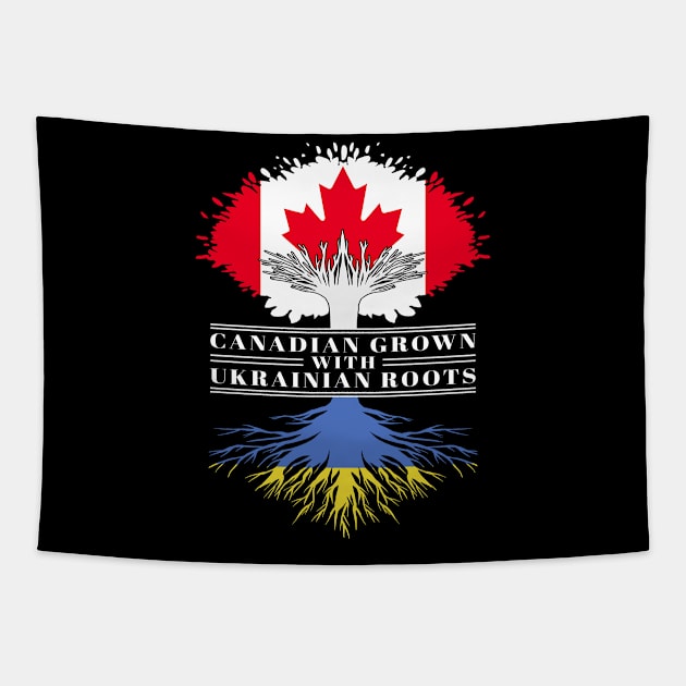 Canadian Grown With Ukrainian Roots canada Ukraine Flag Tree Tapestry by BramCrye