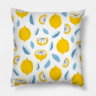 Abstract lemons yellow and blue pattern Pillow