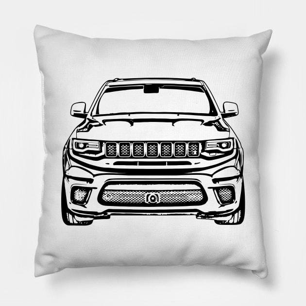 Cherokee Trackhawk Front View Sketch Art Pillow by DemangDesign