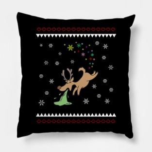 Ugly Christmas Drunk Reindeer Pillow