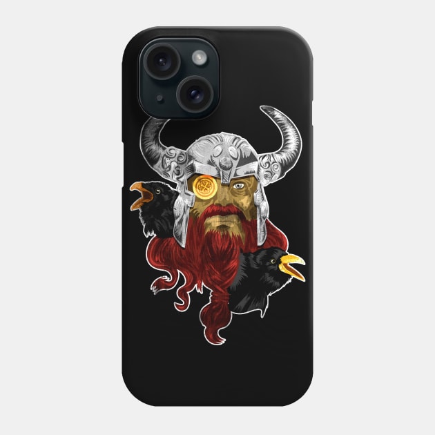 Odin With Huginn and Muninn Phone Case by Dojaja