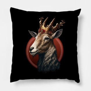 Goat King With Crown Pillow