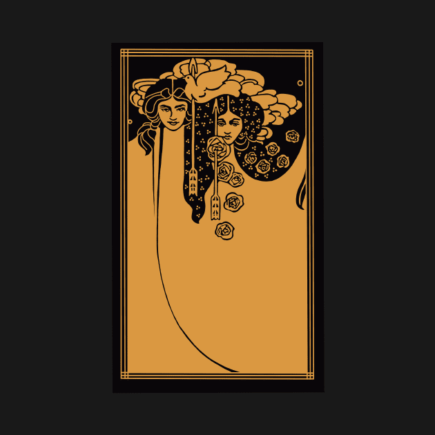 Art Nouveau Ladies (gold on black) by Soth Studio