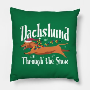 Dashchund Through the Snow Pillow