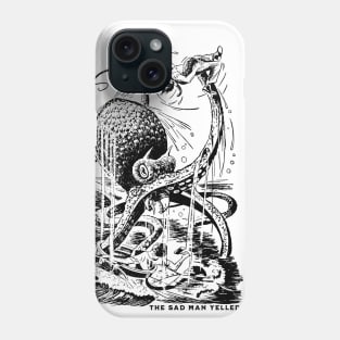 A man is held by an octopus in a nautical scene reminiscent of 20,000 leagues under the sea Phone Case