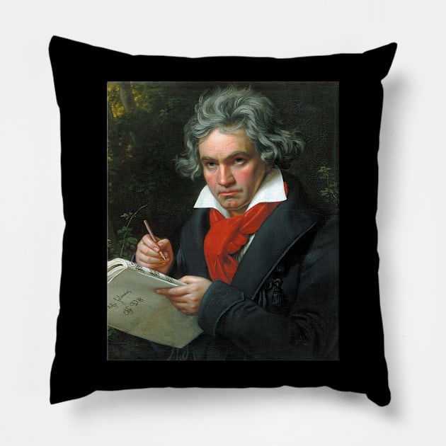 Portrait of Ludwig van Beethoven painting by Joseph Karl Stieler Pillow by DEMON LIMBS