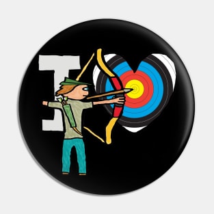 I Love Archery Pin