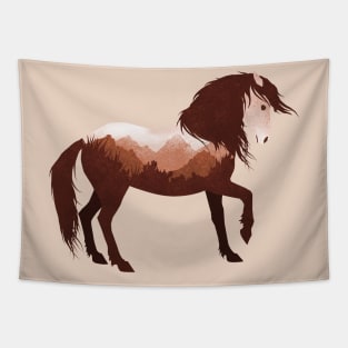 Dramabite Wild Horse Mustang Equine Double Exposure Wildlife Animal Tapestry