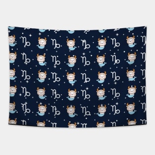 Capricorn Zodiac Cat Pattern Tapestry