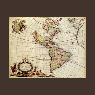 Antique Map of the Americas by Johannes De Ram T-Shirt