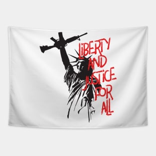 Pro Liberty and Justice For All - Second Amendment 2A Lady Liberty With Raised Firearm Tapestry